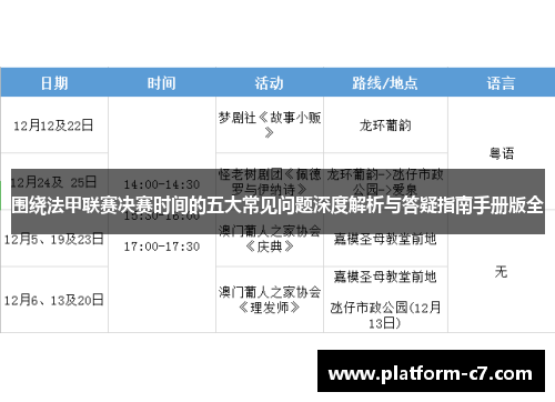 围绕法甲联赛决赛时间的五大常见问题深度解析与答疑指南手册版全