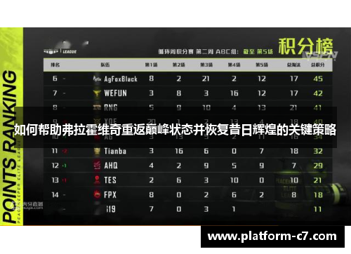 如何帮助弗拉霍维奇重返巅峰状态并恢复昔日辉煌的关键策略 如何帮助弗拉霍维奇重返巅峰状态并恢复昔日辉煌的关键策略